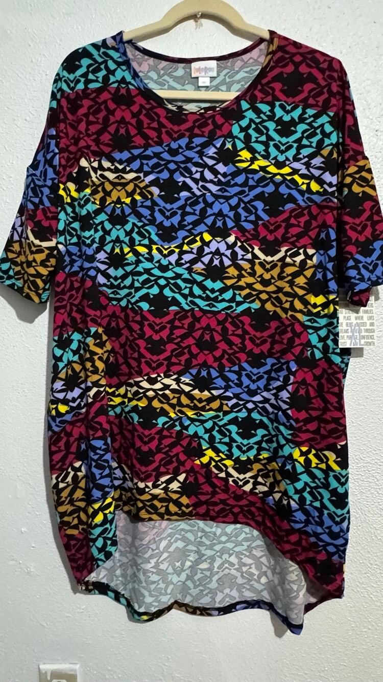 LuLaRoe Irma Tunic Top XL NWT Multicolor Mosaic Kaleidoscope Neon New